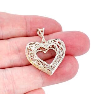 Vintage Sterling Silver 925 Filigree Heart Pendant